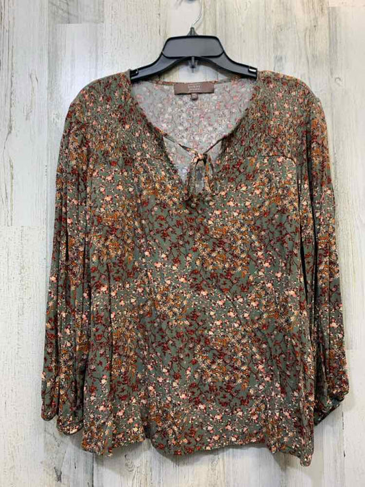 PRE-OWNED BERKLEY JENSEN PLUS SIZES Size XXL FALL COLORS Floral LONG SLEEVES TOP