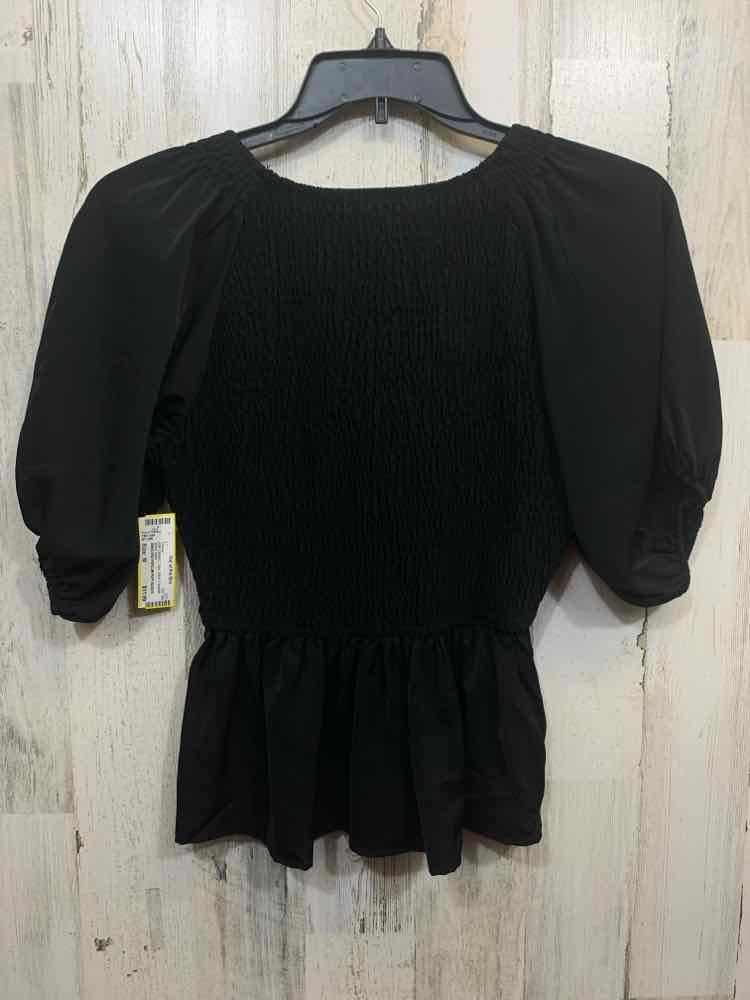PRE-OWNED Tops Size M Black Polyester Blend Solid Blouse