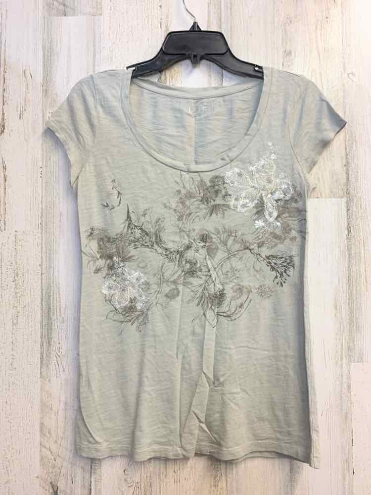 LOFT Tops Size S GRAY/GREEN CAP SLEEVE TOP