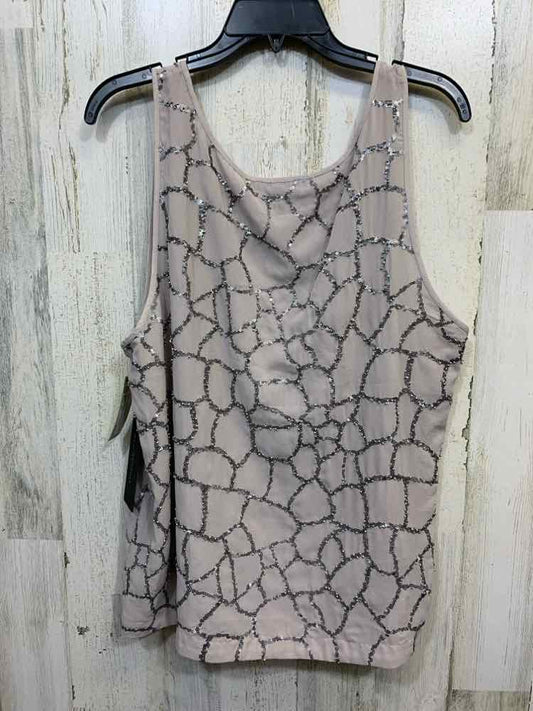 NWT DONNA KARAN Tops Size XL Gray NET SCOOP NECK /SEQUIN DETAIL TANK STYLE