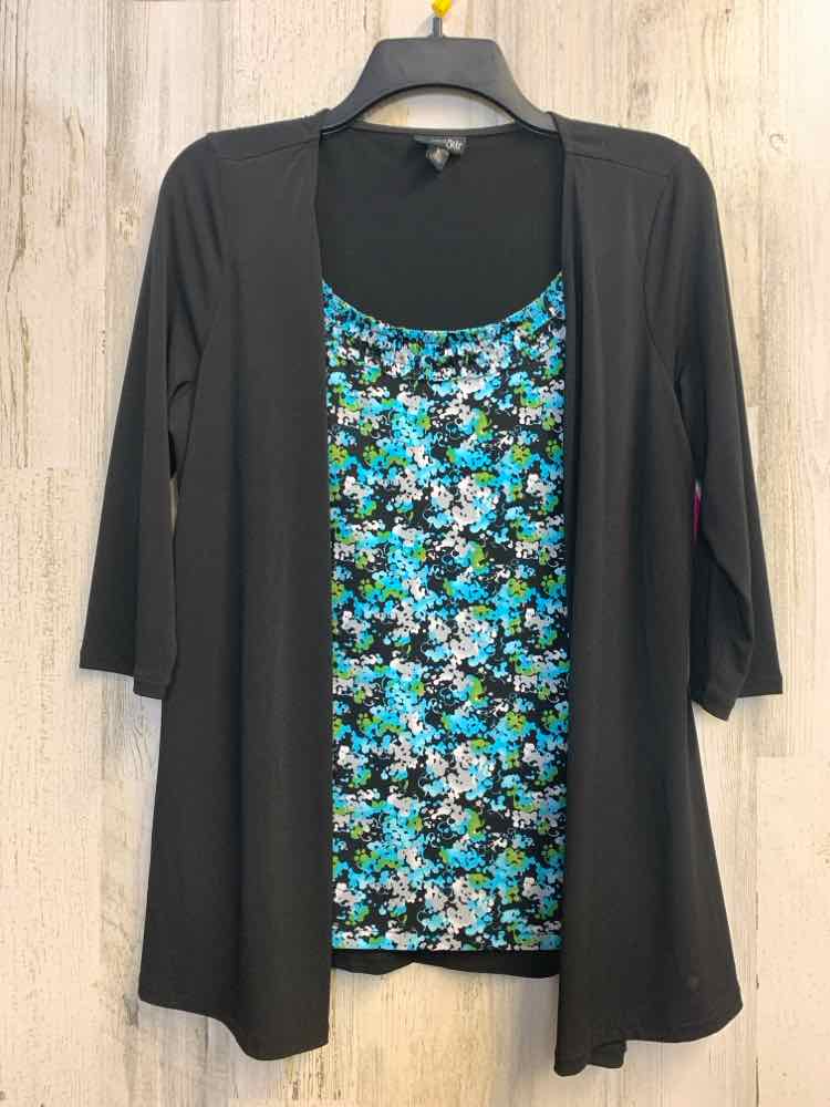 EAST 5TH Tops Size PL BLK/BLUE/GRN Floral 3/4 LENGTH TOP