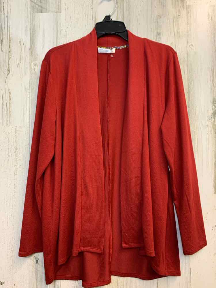 NWT 89TH&MADISON Tops Size XL BRICK Solid CARDIGAN Cardigan/BRICK COLORED LONG C