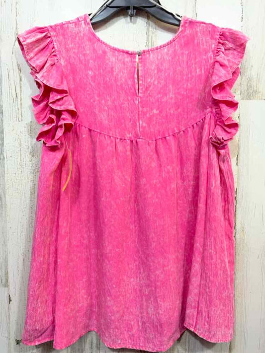 NWT UMGEE Tops Size L HOT PINK CAP SLEEVE Blouse