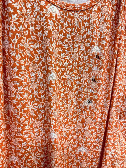 PRE-OWNED INC Tops Size XL ORANGE/WHITE Floral TANK TOP Tank Top/FLORAL TANK TOP