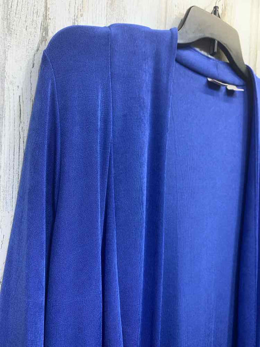 PRE-OWNED CHICOS PLATINUM PLUS SIZES Size 3/ XL Blue Solid CARDIGAN Cardigan/BLU