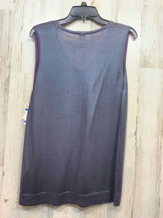PRE-OWNED ANNE KLEIN Tops Size XL DARK BLUE KNIT VEST Blouse/DARK BLUE/DARK PURP