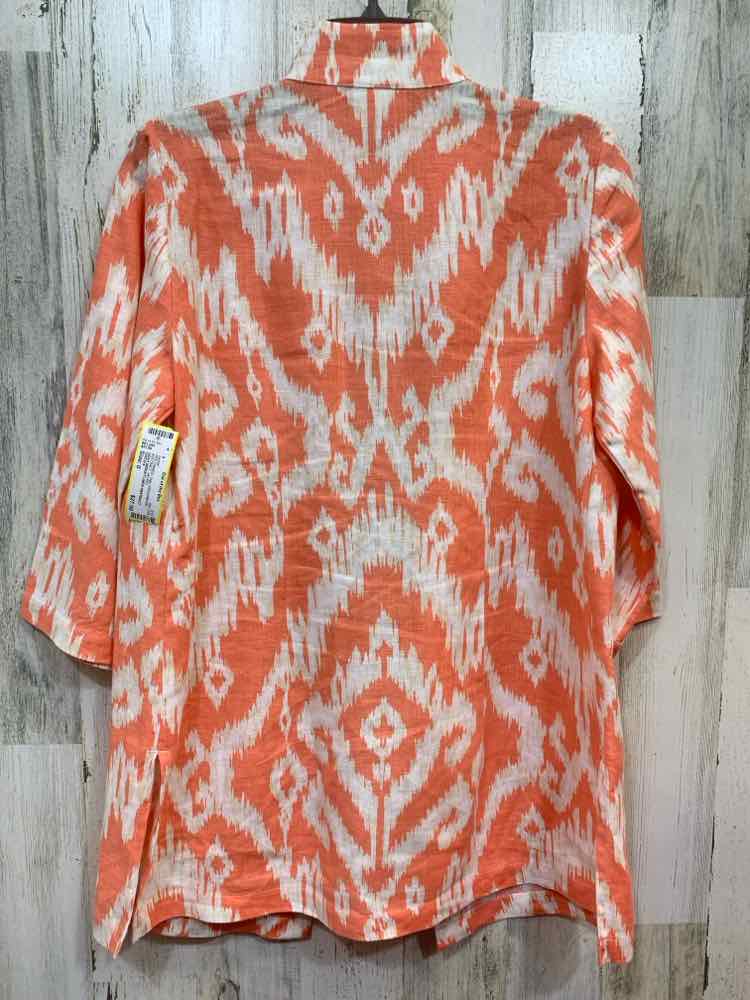PRE-OWNED CHICO'S Tops Size 0 PEACH/BEIGE ABSTRACT JACKET /LIGHT WEIGHT LIN