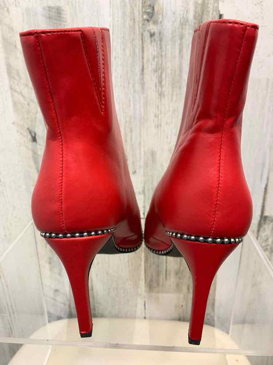NWT BAR lll SHOES Shoe Size 5.5 Red Shoes ZIPPED FRONT SLIM HEEL BEADED BOTTOM