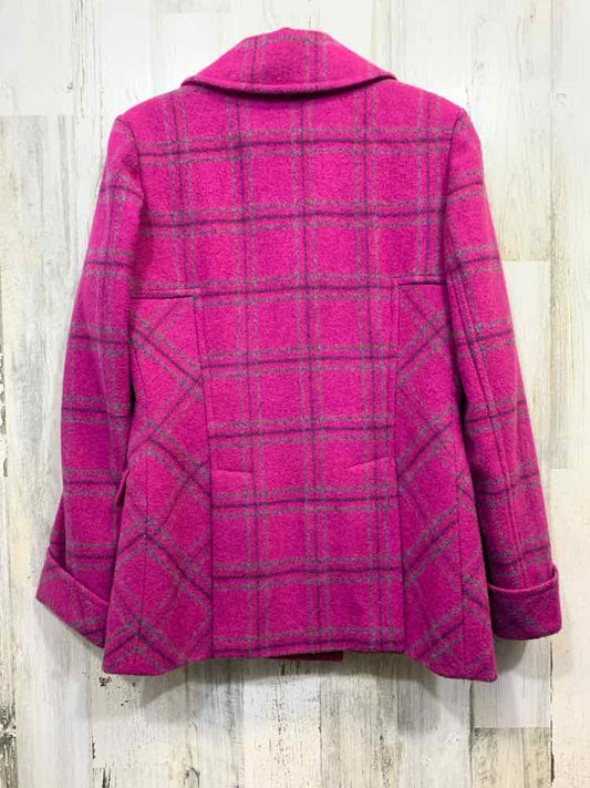 PRE-OWNED MODA INTERNATIONAL JACKETS / COATS Size M HT PINK/BLK Plaid Jacket