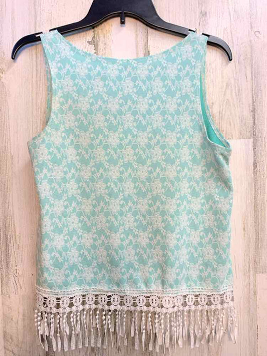 PRE-OWNED Tops Size M AQUA Floral SLEEVELESS TOP