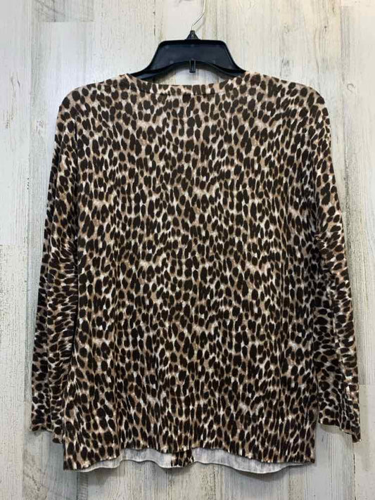LOFT Tops Size M BRN/WHT LEOPARD CARDIGAN Cardigan