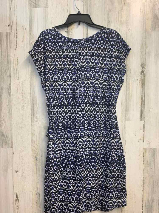 PRE-OWNED NICOLE MILLER Dresses and Skirts Size L BLACK/BLUE/WHITE SPOTS Dress/F