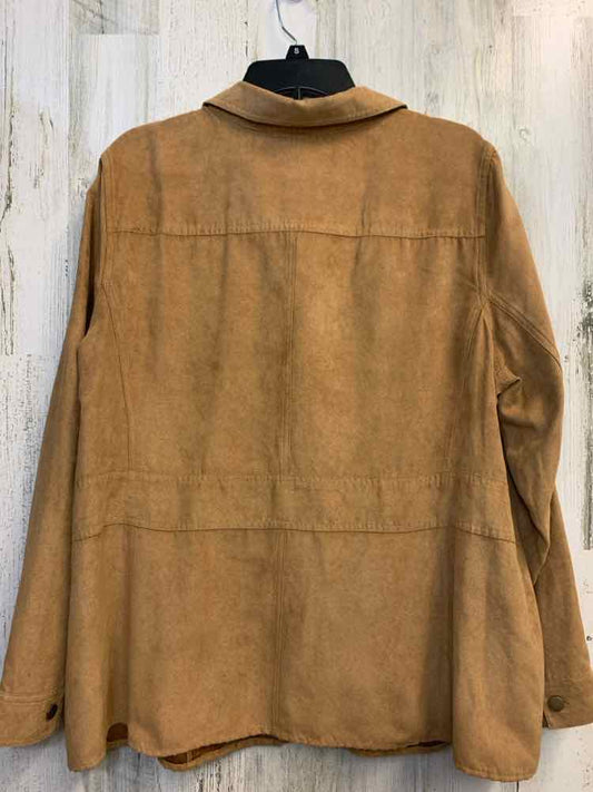 CROFT & BARROW PLUS SIZES Size 1X Camel Suede LONG SLEEVES Shirt