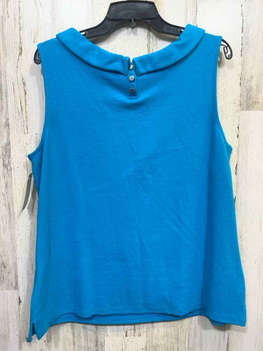 NWT TALBOTS Tops Size L Blue Solid SLEEVELESS Blouse