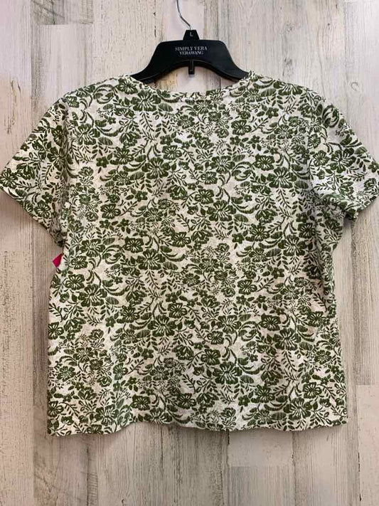 CROFT & BARROW Tops Size L GRN/WHT Floral SHORT SLEEVES TOP
