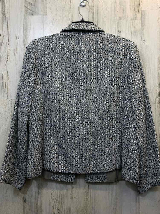 PRE-OWNED DONCASTER JACKETS / COATS Size 16 WHITE/BLUE/BLACK TWEED JACKET Jacket