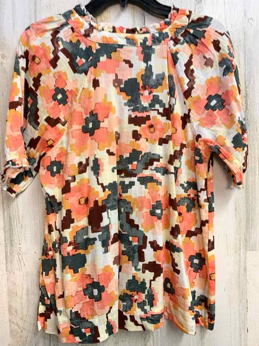 NWT SONOMA Tops Size M PEACH/WINE/GRAY BLOCKS PUFF SLEEVES TOP