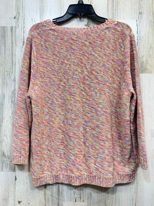 LANDS END Tops Size XL PINK/YEL/BLU SPACE DYE SWEATER Sweater