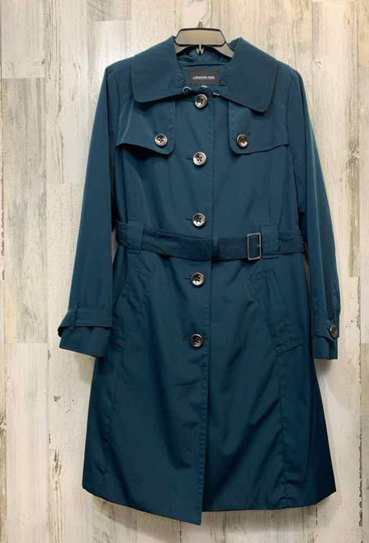 PRE-OWNED LONDON FOG JACKETS / COATS Size M Teal Solid TRENCH Jacket/TEAL LONDON