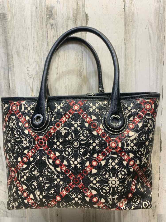 PRE-OWNED CHANEL BLACK/RED/WHITE Handbag/CHANEL MONOGRAM PRINT W/ STRIKING RED D
