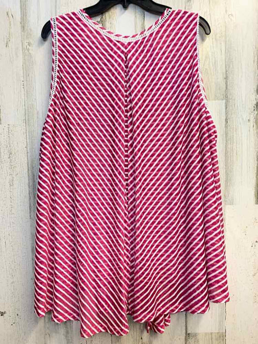 PRE-OWNED NEW DIRECTIONS PLUS SIZES Size 3X MGNTA/WHT Stripe SLEEVELESS TOP