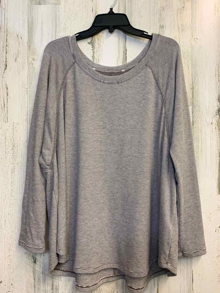 TOMMY HILFIGER Tops Size L TAN/WHT Stripe SWEATSHIRT Sweatshirt