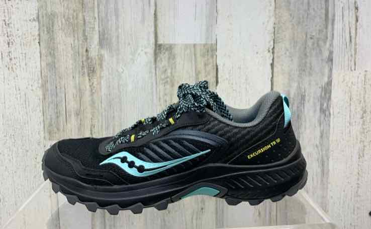 PRE-OWNED SAUCONY SHOES Shoe Size 8.5 BLACK/AQUA TENNIS Shoes/BLACK/AQUA TENNIS