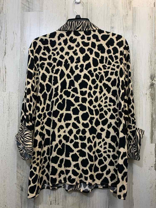 ALFRED DUNNER Tops Size S BEG/BLK Animal Print LONG SLEEVES Shirt