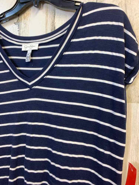 PRE-OWNED JESSICA SIMPSON Tops Size M NAVY/WHT Stripe SHORT SLEEVES TOP