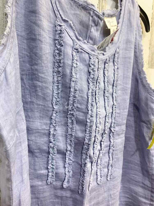 NWT ANDREA JOVINE Tops Size XL PERIWINKLE BLUE Solid SLEEVELESS Blouse/PERIWINKL