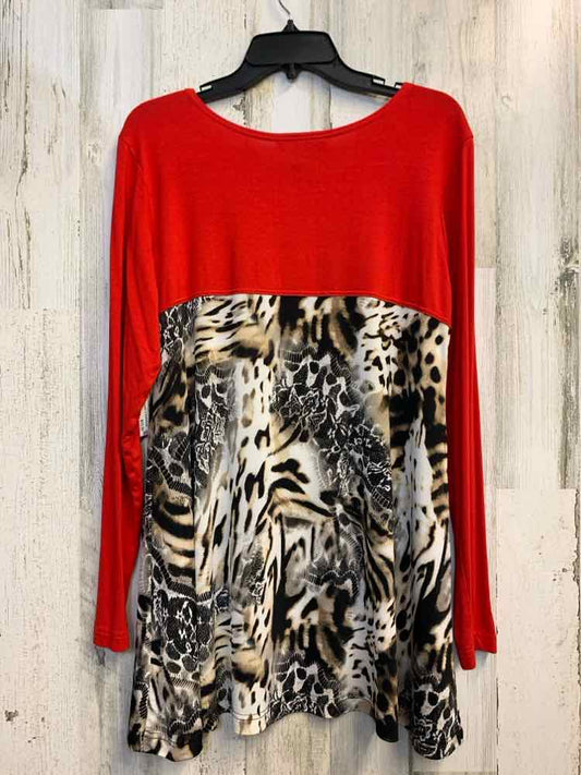 MISHCA Tops Size L RED/TAN/BLK Animal Print LONG SLEEVES TOP