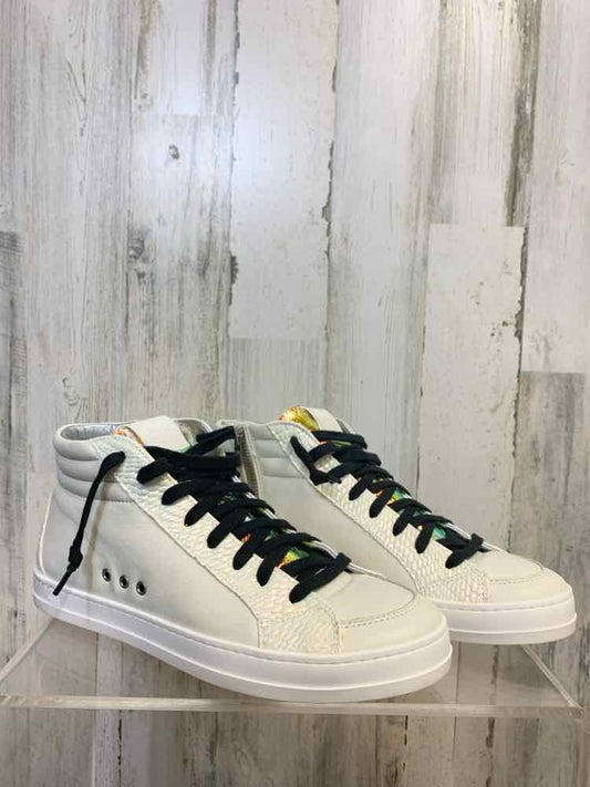 P448 SHOES Shoe Size 39 WHT/IRED Leather SNEAKERS Shoes