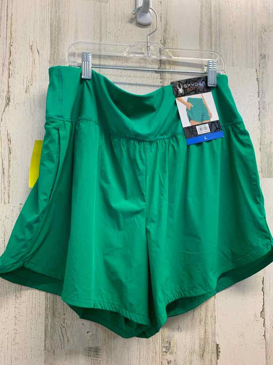 NWT Size L SPYDER BOTTOMS Green Solid HIGH WAIST Shorts