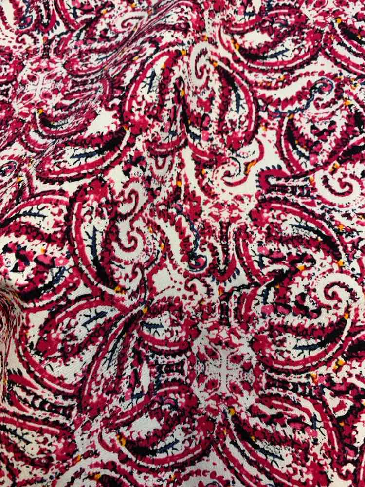 PRE-OWNED Size 14P PECK&PECK BOTTOMS FUCHIA Paisley CAPRI Pants/STRETCHY