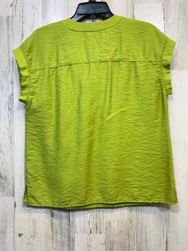 PRE-OWNED WORTHINGTON Tops Size S Lime Green Solid SHORT SLEEVES Blouse/LIME GRE