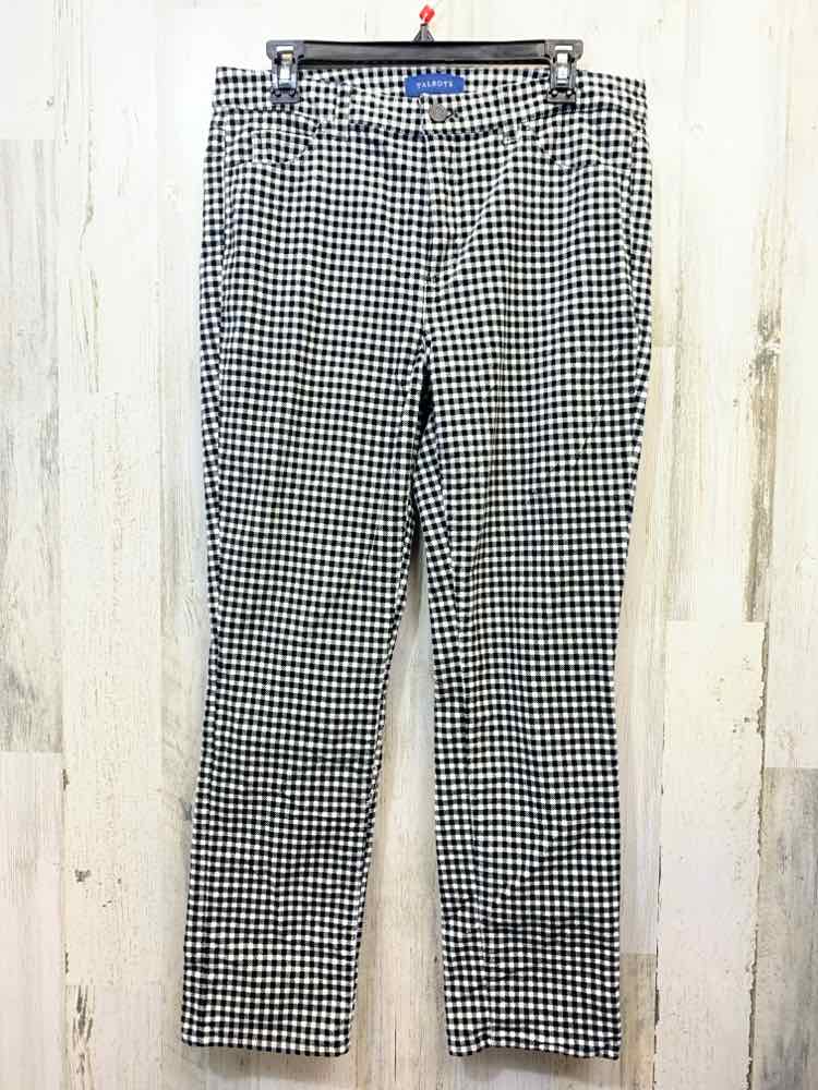 PRE-OWNED Size 10P TALBOTS BOTTOMS BLACK/WHITE Houndstooth STRAIGHT LEG Pants/BL