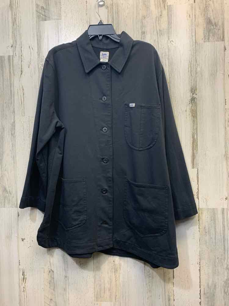 PRE-OWNED LEE JACKETS / COATS Size XXL Black Solid JACKET Jacket/BLACK BUTTON UP