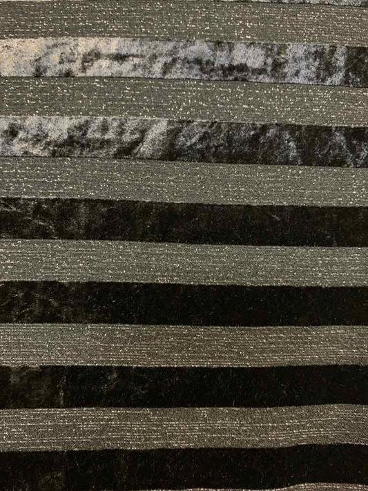 RUBY RD Tops Size M Black VELOUR Stripe 3/4 LENGTH TOP