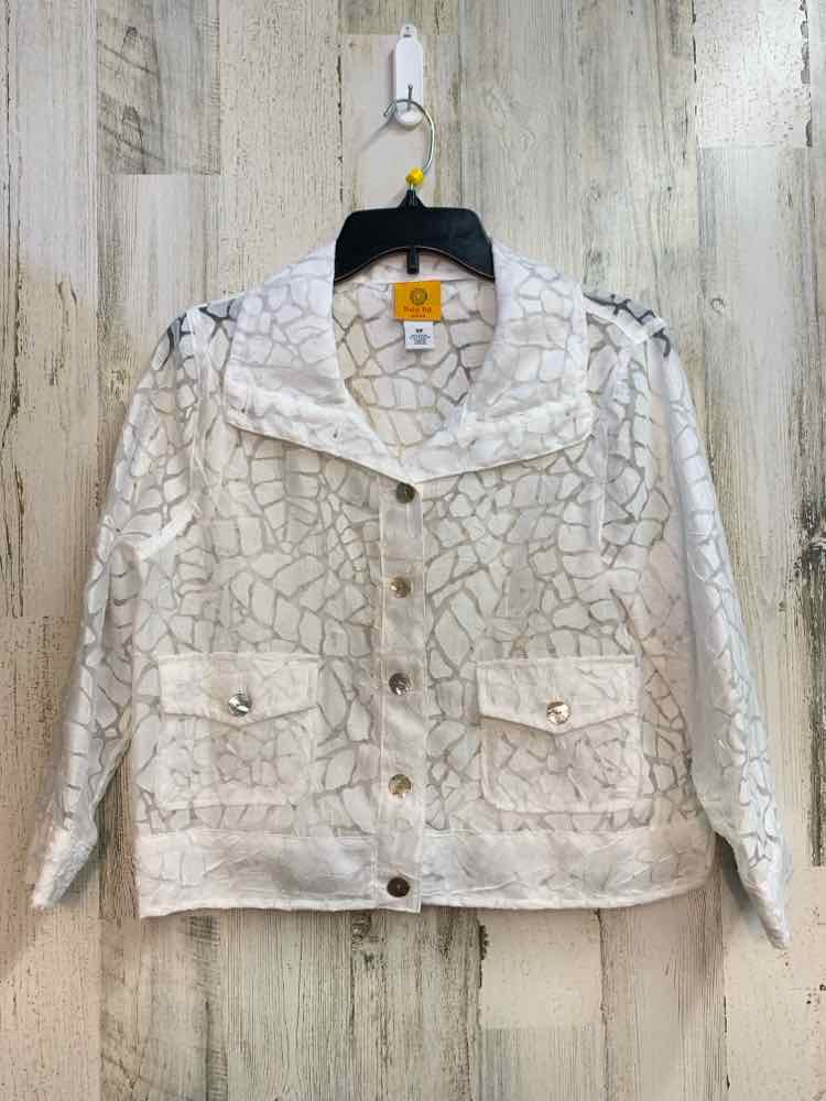 PRE-OWNED RUBY RD Tops Size 10P WHT CRACKS LONG SLEEVES TOP