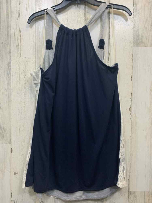 NWT JOLT PLUS SIZES Size 2X GRAY/CREAM/NAVY CROCHET TANK TOP Tank Top/GRAY/CREAM