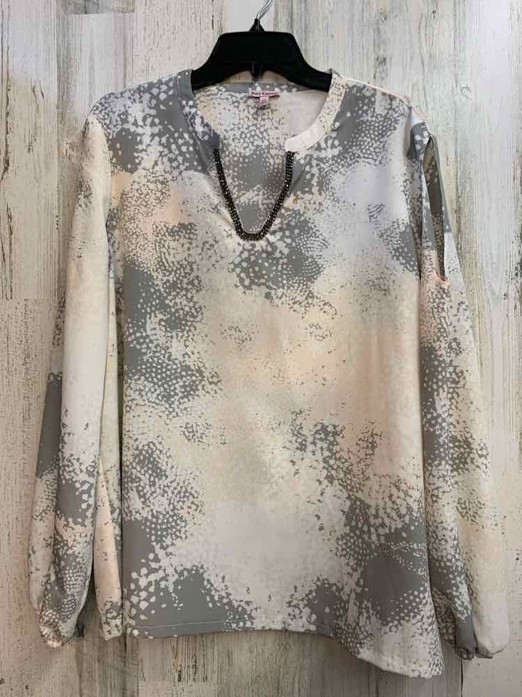 PRE-OWNED Juicy Couture Tops Size XL GRAY/TAN LONG SLEEVES TOP