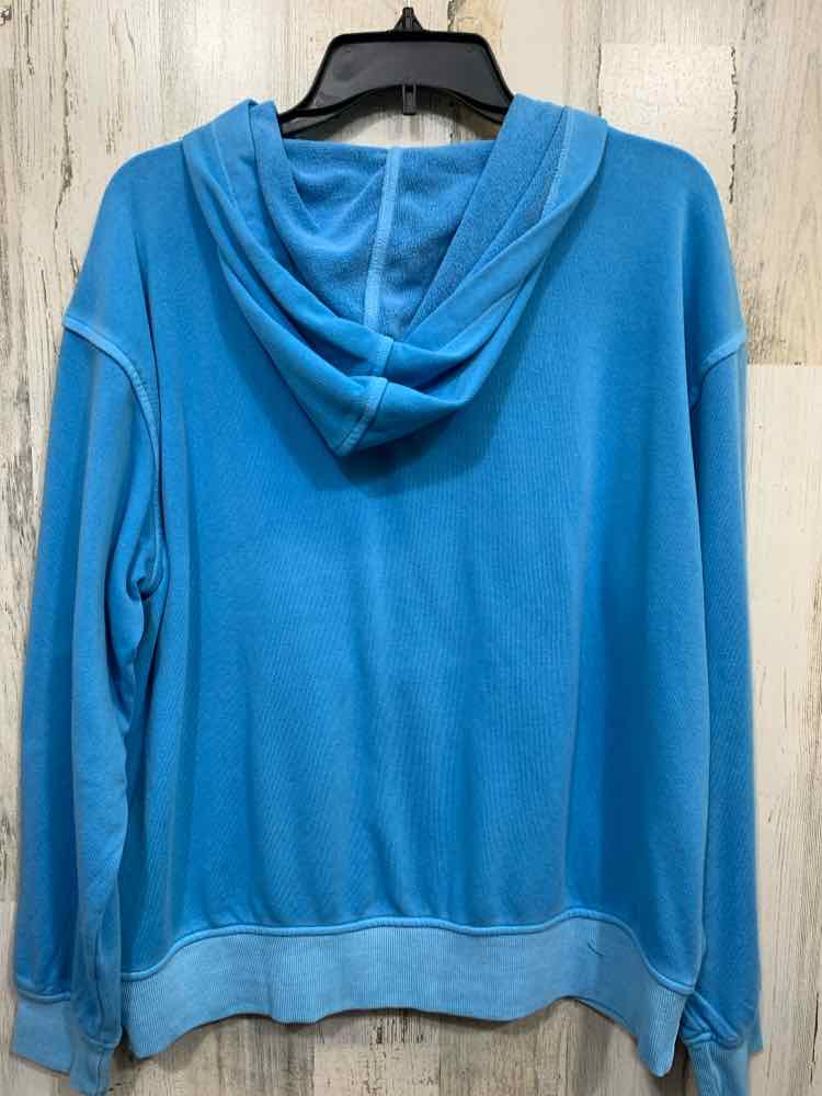 NWT ZENANA Size L Tops AQUA LONG SLEEVES HOODED SWEATSHIRT