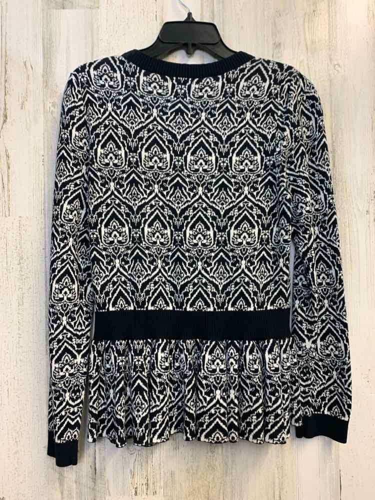 APT. 9 Tops Size L NAVY/WHT FILIGREE CARDIGAN Cardigan
