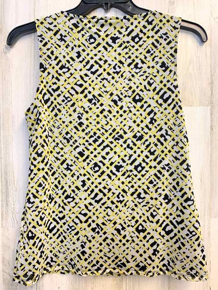 PRE-OWNED DANA BUCHMAN Tops Size S YLW/BLK ABSTRACT SLEEVELESS TOP