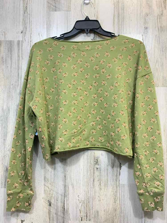 OFFLINE Tops Size L LIME/WHT DAISIES CROP TOP