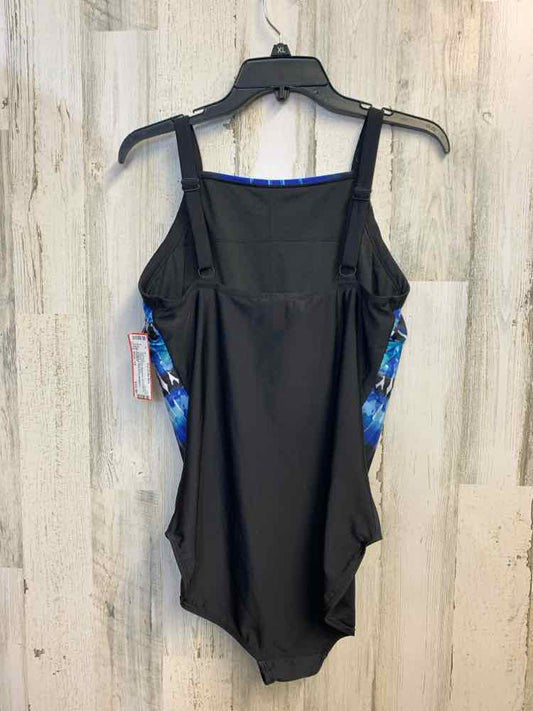 PRE-OWNED REEBOK Swimwear Size 12 BLACK/BLUE OMBRE ONE PIECE Swimsuit/WOMEN'S ON