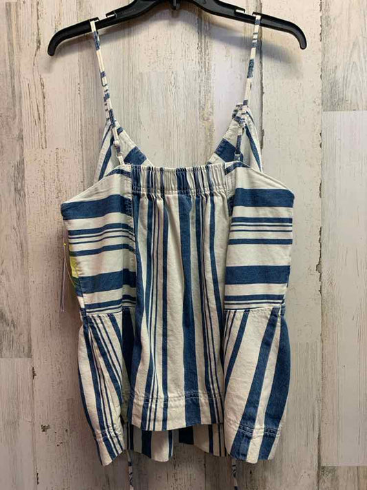 PRE-OWNED UNIVERSAL THREADS Tops Size L WHITE/BLUE VERTICAL STRIPES Shirt/VERTIC