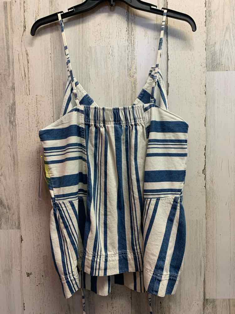 PRE-OWNED UNIVERSAL THREADS Tops Size L WHITE/BLUE VERTICAL STRIPES Shirt/VERTIC