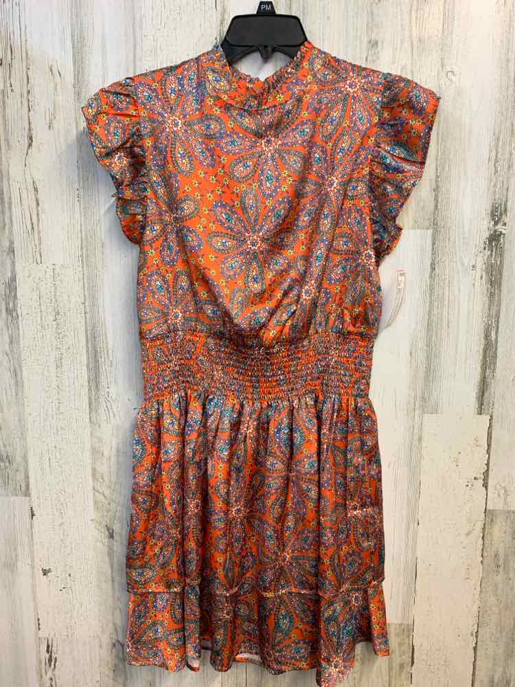 PRE-OWNED THML Dresses and Skirts Size L Orange Floral CAP SLEEVE Dress