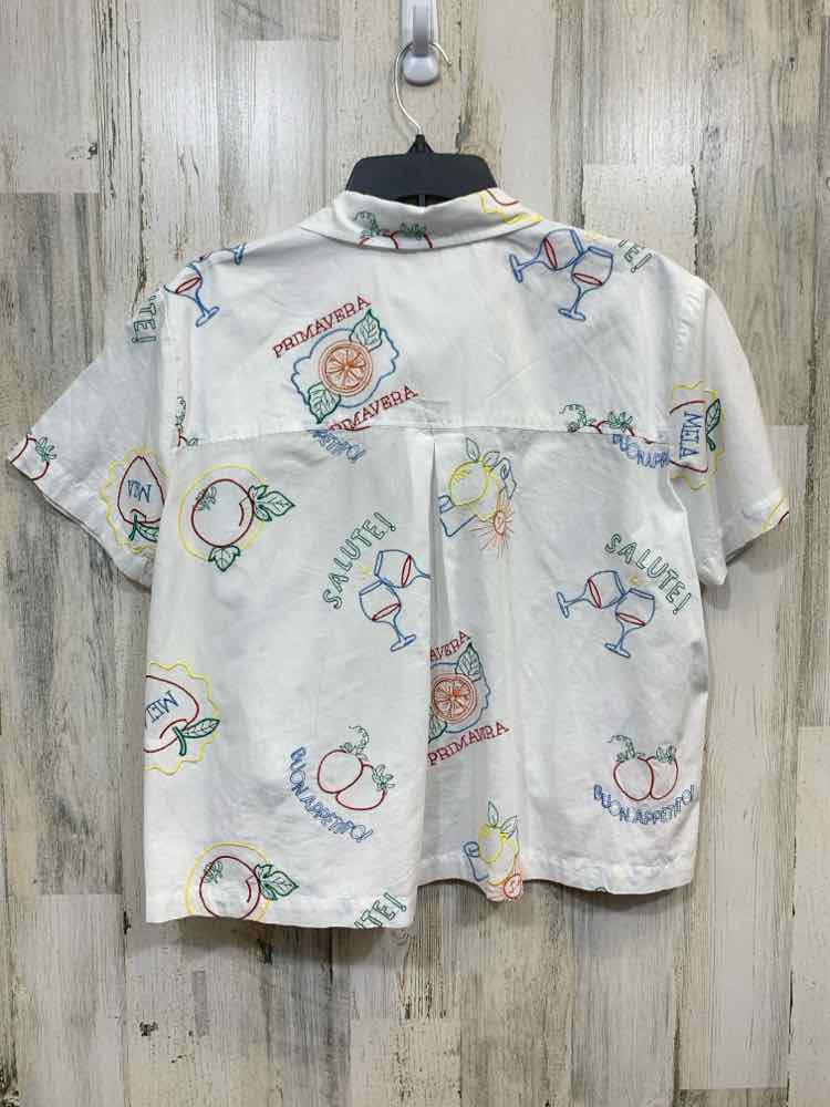 PRE-OWNED JANE+DELANCEY Tops Size M White/MUTLI COLOR Blouse